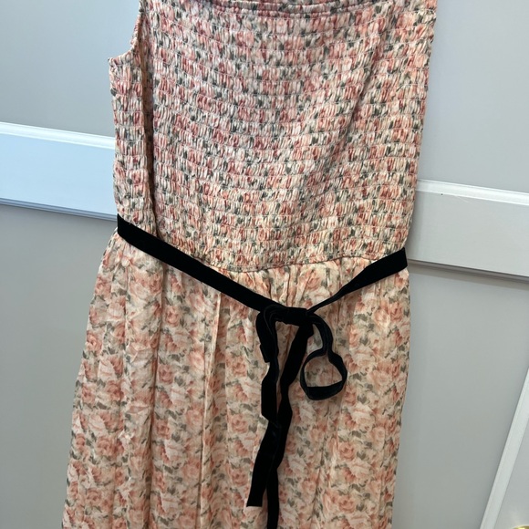 Winter Rose Smocked Maxi Dress with Velvet Belt - Picture 5 of 9